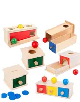 Kotak Koin Kayu Anak-anak Montessori, Mainan Mengajar Pendidikan Dini Bola Bulat DIY untuk Anak-anak