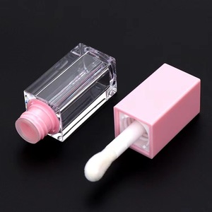 Tubo de brillo labial de 5 ml de capacidad, transparente con tapa rosa y negra, envase cosmético para tinte labial, rímel y delineador de ojos. - Product Image 3