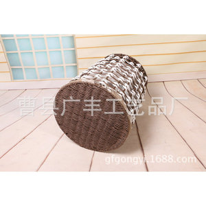 Cesta de lavandería de mimbre redonda, organizador de ropa ecológico, cesta de almacenamiento para ropa sucia - Product Image 3