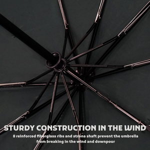 Parapluie de poche mini pliable classique à 3 sections avec poignée en caoutchouc, coupe-vent, protection UV, impression personnalisée, logo personnalisé pour enfants - Product Image 5