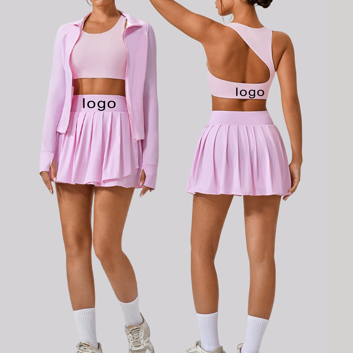 Women's Slim Elastic Yoga Fitness Pleated Skirt Breathable Outdoor Sports Running Suit for Summer New Design with Elastic Shorts