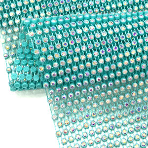 S265 bleu couleur <span class=keywords><strong>diamant</strong></span> cristal maille tissu coupe Stretch élastique strass filet maille pour vêtement et chaussures accessoires - Product Image 5