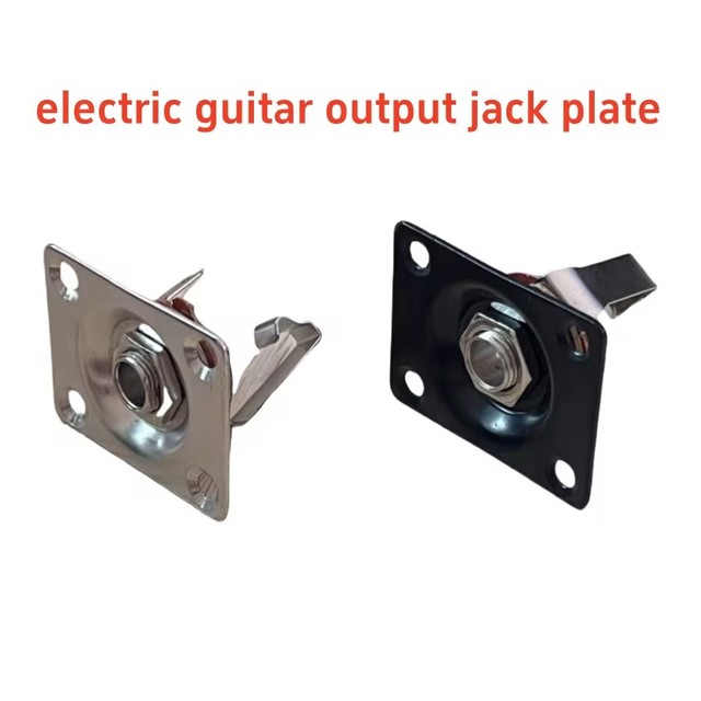 Square Style Jack Plate Guitar Bass Jack 1/4 Output Input Jack Socket for Electric Guitar Parts & Accessories Silver/Black