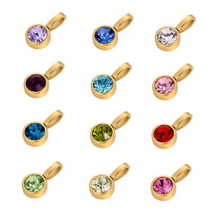 Pendentifs et breloques personnalisés DIY plaqués or 14K 18K PVD en acier inoxydable 316L, breloques en strass pour la création de bijoux - Product Image 1