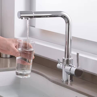 Robinet de cuisine moderne en alliage chromé avec double bec pivotant, filtre purificateur d'eau potable, mitigeur d'évier eau chaude et froide