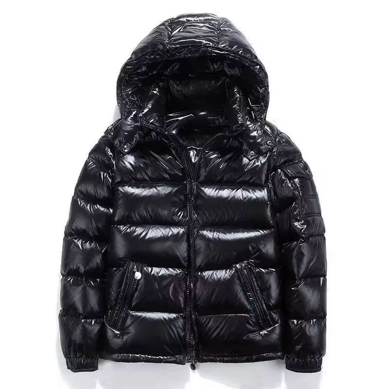 Jacket Mens Shiny Black Puffer Coat Windbreaker Shiny Men Down