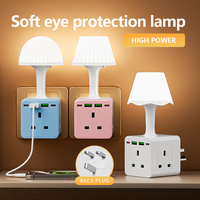 Prise multiple SUZHERM Cube Magique Lumineux Coloré, 3 prises britanniques, 2 ports USB, 2 ports Type-C