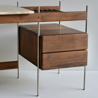 Bureau en bois naturel français de luxe moderne Table de bureau en marbre Bureau d'ordinateur en métal de créateur simple pour le stockage à la maison
