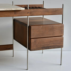 आधुनिक लक्जरी फ्रेंच प्राकृतिक लकड़ी डेस्क संगमरमर कार्यालय तालिका घर के उपयोग भंडारण के लिए सरल रचनात्मक डिजाइनर धातु कंप्यूटर डेस्क - Product Image 3