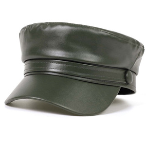 Femmes PU cuir haut plat béret pêcheur grec <span class=keywords><strong>marin</strong></span> violon chapeau casquette gavroche paperboy peintre casquette béret chapeau - Product Image 2
