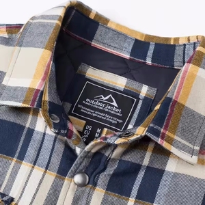 Vestes en flanelle à <span class=keywords><strong>carreaux</strong></span> pour hommes personnalisées, chaudes, épaisses, à manches longues, chemises-housses d'hiver avec doublure matelassée en coton, manteaux coupe-vent - Product Image 3