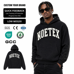 Sweat à capuche personnalisé avec impression de strass en cristal pour homme, coupe ample et déchirée, style streetwear surdimensionné - Product Image 1