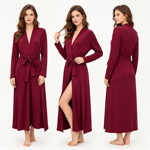 Luxury Women Long Sleeve Nightgown Robe, Cozy Breathable <strong>Ladies</strong> <strong>Dressing</strong> <strong>Gown</strong> - Product Image 1