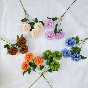 Haute Qualité Artificielle Soie Vert <span class=keywords><strong>Dahlia</strong></span> Fleur Chrysanthème <span class=keywords><strong>Plante</strong></span> pour Mariage Maison Décoration Florale - Product Image 2