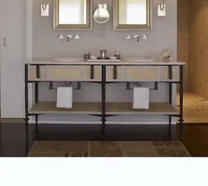 satin brass frame Nordic Iron Small Household wash basin cabinet combination hanging wall washbasin bathroom toilet wash basin