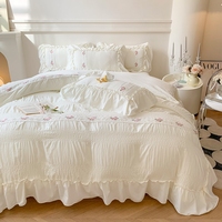 Ensemble de draps de lit 4 pièces en lin brossé épaissi doux pour la peau, taille Queen et King, literie confortable
