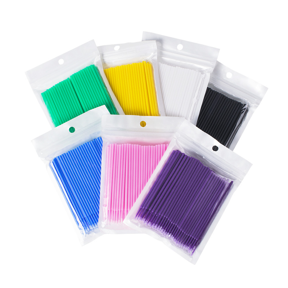 100 Pcs Disposable Dental Micro Applicator Brushes - Bendable, 1.5mm Tip, Purple, For Detail Work