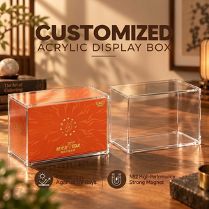 Boîte de présentation en acrylique cristal premium pour Charizard VSTAR Victory, boîte cadeau ronde, 5 mm d'épaisseur, protection UV, anti-poussière, aimant N52 - Product Image 1