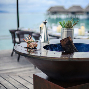 Barbecue d'extérieur en acier Corten, rond, pour le camping - Product Image 4