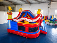 Aire de jeux gonflable pour enfants, thème cirque, toboggan, structure de jeu commerciale, 5x5x3.5M, matériau PVC, extérieur, JIALE JL-3004