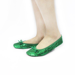 Customized Trendy Evening Party <strong>Flats</strong> Black and <strong>Silver</strong> Sequin Foldable Shoes with Bag - Product Image 5