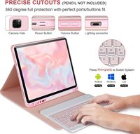 Sarung Keyboard dengan Keyboard, untuk iPad Air 13 inci 2024 M3 dengan Keyboard 2022 tanpa kabel dapat dilepas dengan tempat pensil dan Kickstand