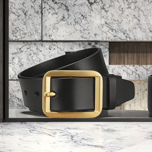 Customized Men's Luxury Custom Design High Fashion Business Cowhide Leather Steel Buckle Casual Style Belt Waistband <b>Jeans</b> - Product Image 3