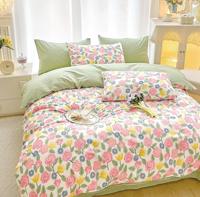 Ensemble de draps de lit imprimés à motif de petites fleurs en ballot pour lit