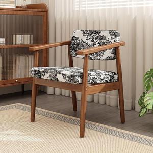 Fauteuil en bois massif de style vintage avec revêtement vert, chaise de salon - Product Image 4