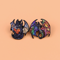 Broche en alliage de zinc émaillée Dragon Fantastique, style verre UV, créature mythique colorée, badge en métal