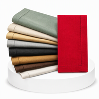 Serviettes en lin pur européen à 100 % avec ourlet classique brodé