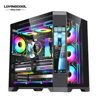 Casing ATX Menara penuh ruang tampilan Laut layar LCD kustom pendingin air kaca temper kafe Internet game komputer Mainframe