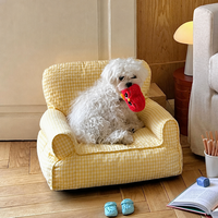 Fauteuil-lit pour animaux de compagnie, pour petits chiens et chats, mini canapé à carreaux avec housse amovible et lavable, lit confortable rembourré en fibres, 45x38cm