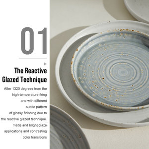 Plato de cena de bistec de postre de porcelana duradera azul y blanca reactiva de forma Irregular de alta calidad para restaurante Hotel - Product Image 3