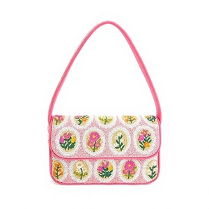 Nuevo Bolso de Hombro de Lona Bordada de la Mejor Calidad, Elegante con Patrón Floral Circular, Forma Cuadrada, Bolso de Moda para Mujer - Product Image 1