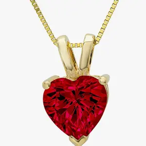 Brilliant Heart Cut Solitaire Pendant Necklace Genuine Natural Pomegranate Red Garnet Jewelry Solid 14k Yellow Gold Pendant