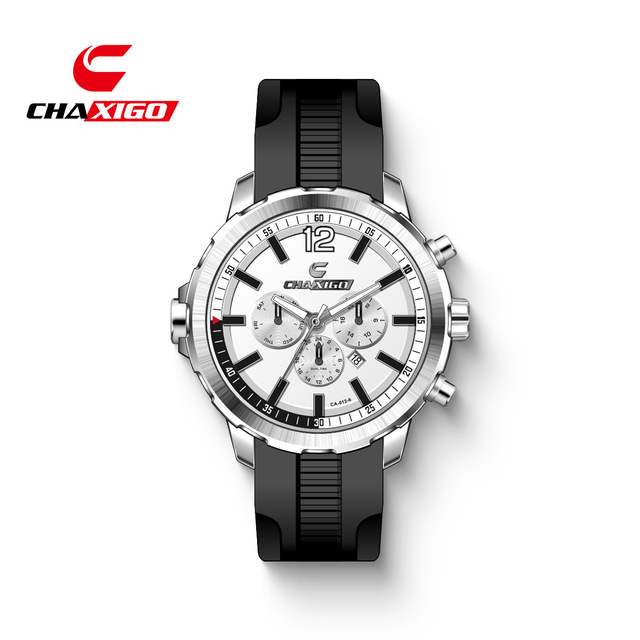 CHAXIGO Men's Tactical Rubber Strap Watches Rotating Bezel Luminous Dial 30m Water Resistance Quartz Movement Relogio Masculino