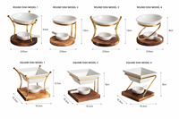 Diffuseur de parfum non électrique en métal, chauffe-huile essentielle, chauffe-cire, brûleur d'huile essentielle pour bougie chauffe-plat avec plateau en bois