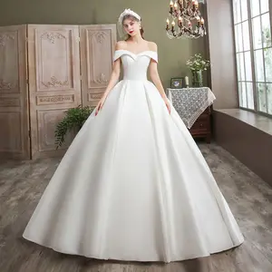 Luxury Elegant Simple A-Line Wedding Dress Strapless Off The Shoulder Backless Bridal Gown New robe de mariage