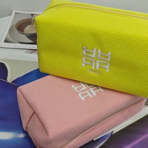 Top Quality Waffle Cotton Makeup <b>Bag</b> <b>Women</b> <b>Bag</b> <b>Toiletry</b> <b>bag</b> Embroidered logo 7 Inches With <b>Women</b> Gift - Product Image 2