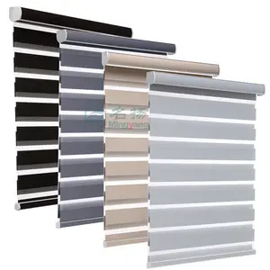 Custom 100% Polyester Window Zebra Blinds Automatic Day And Night Blind Motor Electric Wifi Remote Control Roller Shades