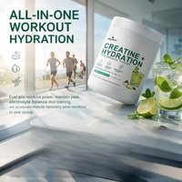 Aeglewell Créatine Monohydrate Électrolytes Poudre d'Hydratation 300g Saveur Citron Menthe Vodka Sans Alcool Force Puissance Performance