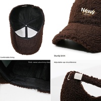 Gorra de béisbol de PVC de 6 paneles transfronteriza, cálida, bordada, ajustable, para hombre y mujer, elegante, versátil, de felpa, para otoño e invierno, para exteriores.