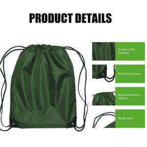Sacs en tissu à cordon de serrage, grands, verts, tendance, pour le sport, les voyages et les activités de plein air, avec logo personnalisé imprimé - Product Image 2