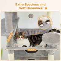 Arbre à chat classique moderne écologique de 72 pouces à 4 niveaux avec poteaux à gratter en sisal, bois, fausse fourrure et papier, et carton durable