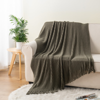 Plaid décoratif en tricot gaufré épais et lourd, personnalisé, de haute qualité, léger, avec franges, pour hôtel et maison