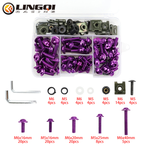 LINGQI RACING Kit de boulons de <span class=keywords><strong>carrosserie</strong></span> de carénage de moto Kit de fixation de vis de pare-brise <span class=keywords><strong>pour</strong></span> motos universelles - Product Image 3