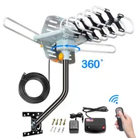 150 Mile Motorized 360 Degree Rotation OTA Amplified Outdoor HD TV Antenna - UHF/VHF/1080P Channels Wireless Remote control