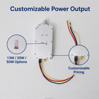 Module amplificateur de puissance RF personnalisable 360-800 MHz 13W-50W à gain élevé 48 dB avec boîtier en aluminium et télécommande