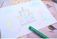 TWOHANDS Contour Marqueurs 8 Couleurs Assorties, Idéal pour écrire et dessiner des lignes sur le Papier, Affiches, de vœux et Cartes Cadeaux